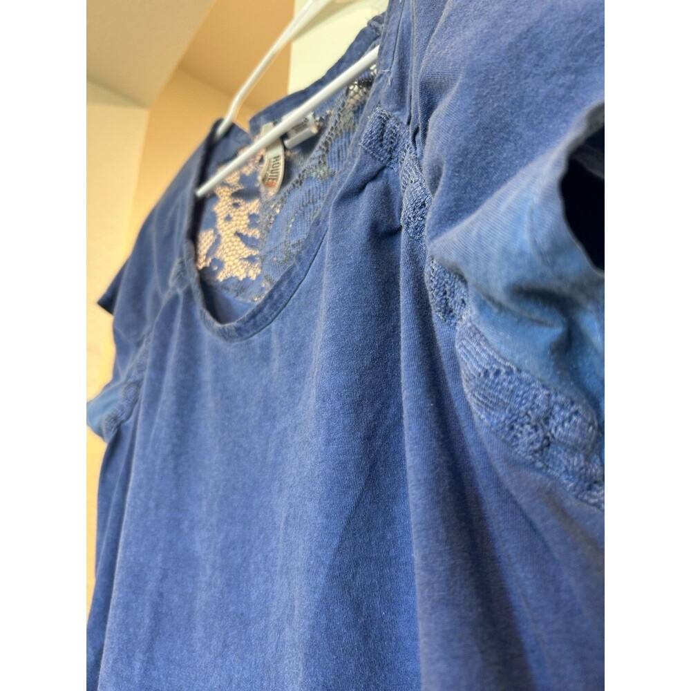 Route 66 Blue Scoop Neck T-Shirt With Lace Details, Size XL, 100 % cotton - Picture 4 of 6